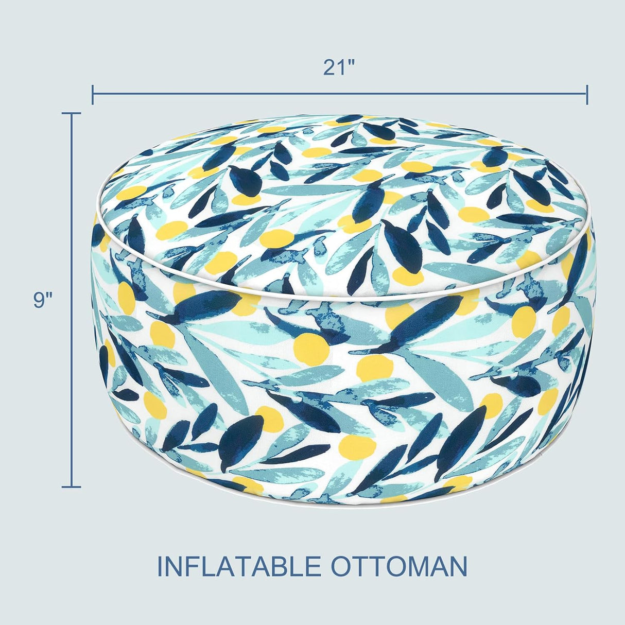 Outdoor Inflatable Ottoman - Coastal Leaves