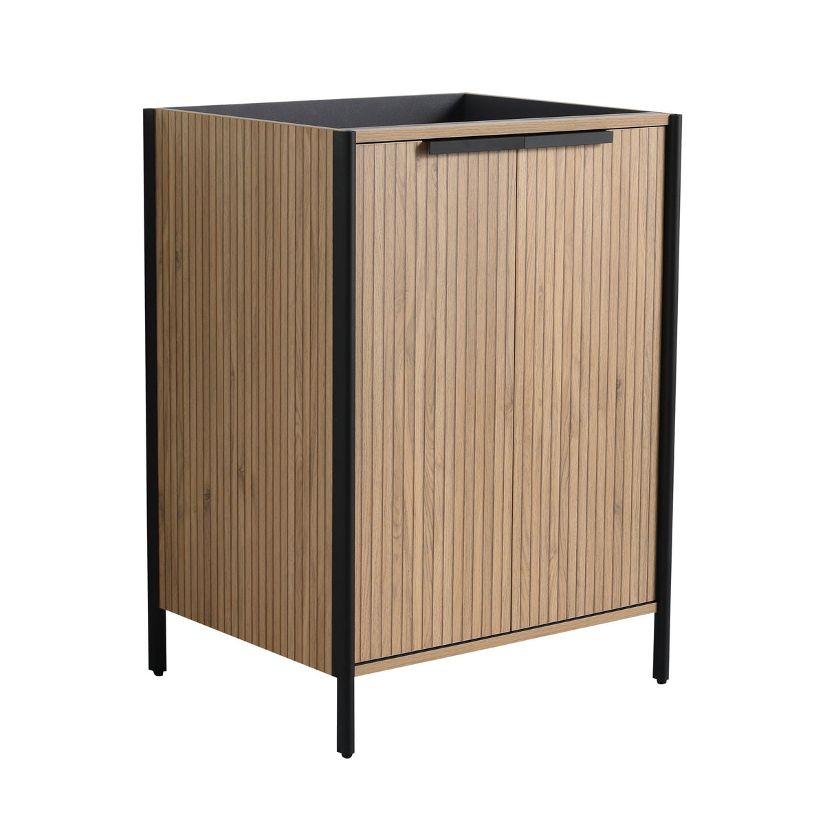Light Brown Contemporary Freestanding Bathroom Vanity with Adjustable Shelves