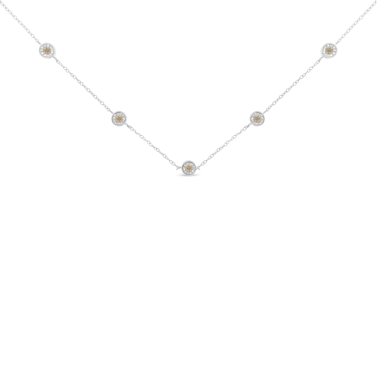 Sterling Silver Diamond Station Necklace (1/2 cttw, I-J Color, I1-I2 Clarity)