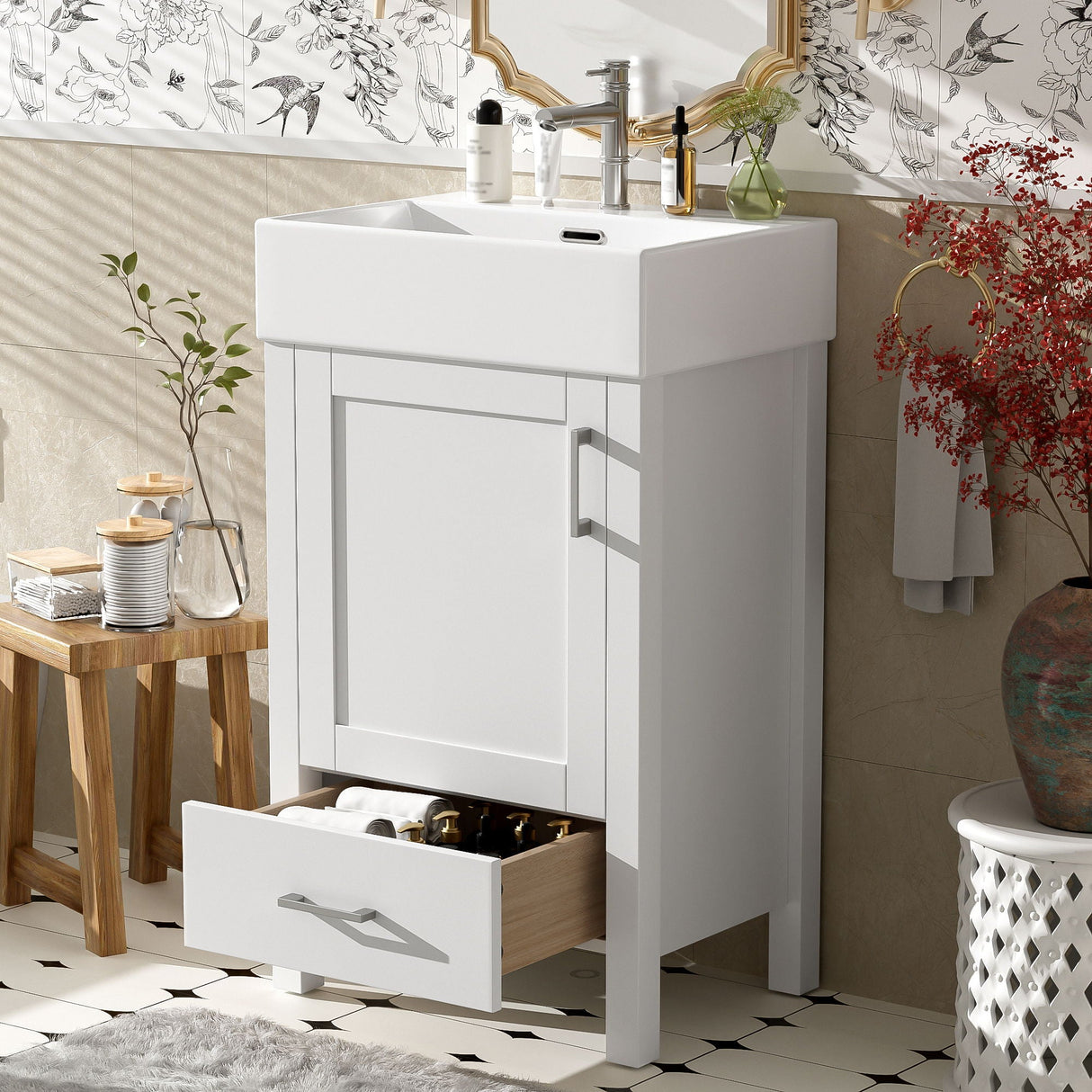 Bathroom Vanity With Sink, Frame And Drawer