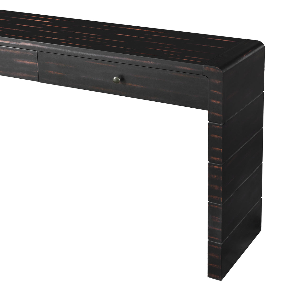 Curved Console Table with StorageDistressed Black