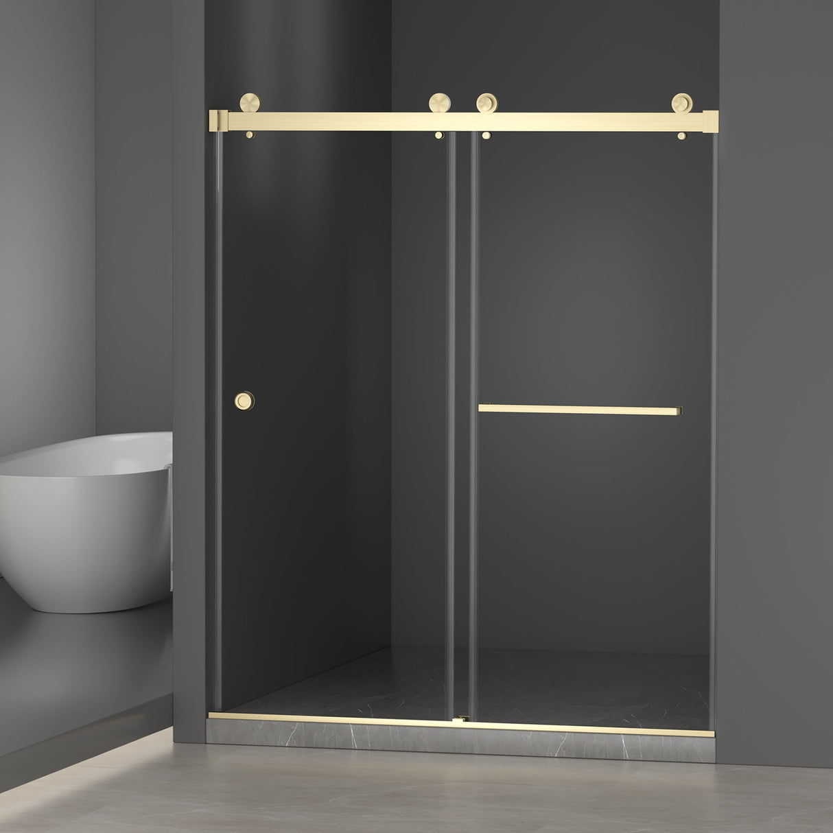 Frameless Shower Door with Double Sliding Design