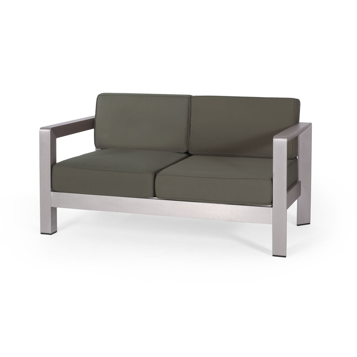 Outdoor Aluminum Loveseat – Low-Profile Patio Seating with Deep Cushions