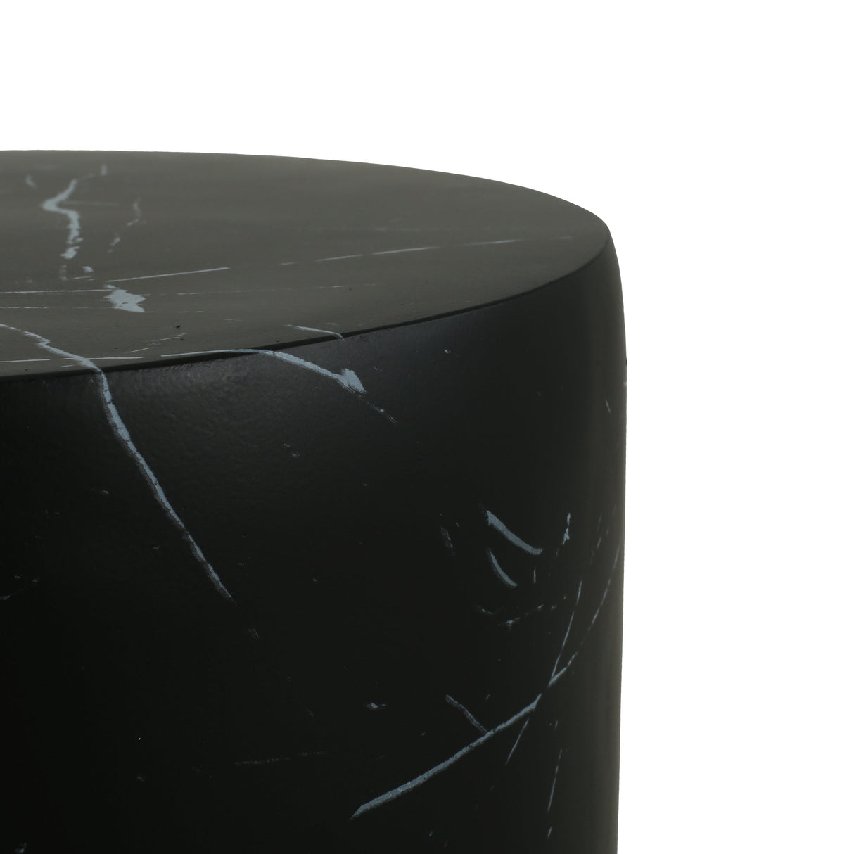 Contemporary Outdoor Lightweight Concrete MGO Side/End Table with Black Marble Finish
