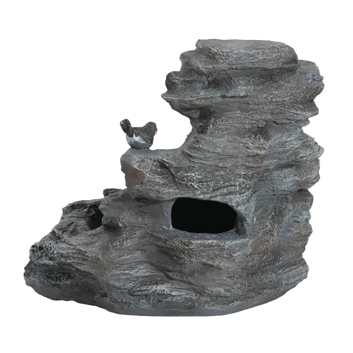 Concrete Rock Waterfall Fountain With LED Lights, Outdoor Garden Decor