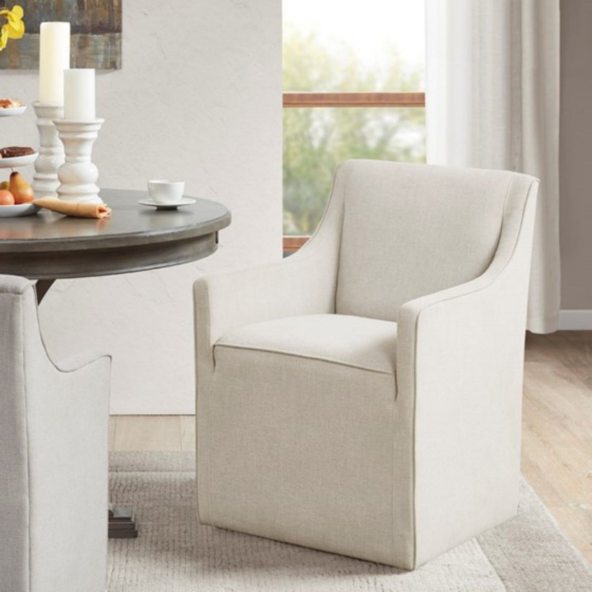 Traditional Skirted Dining Arm Chair