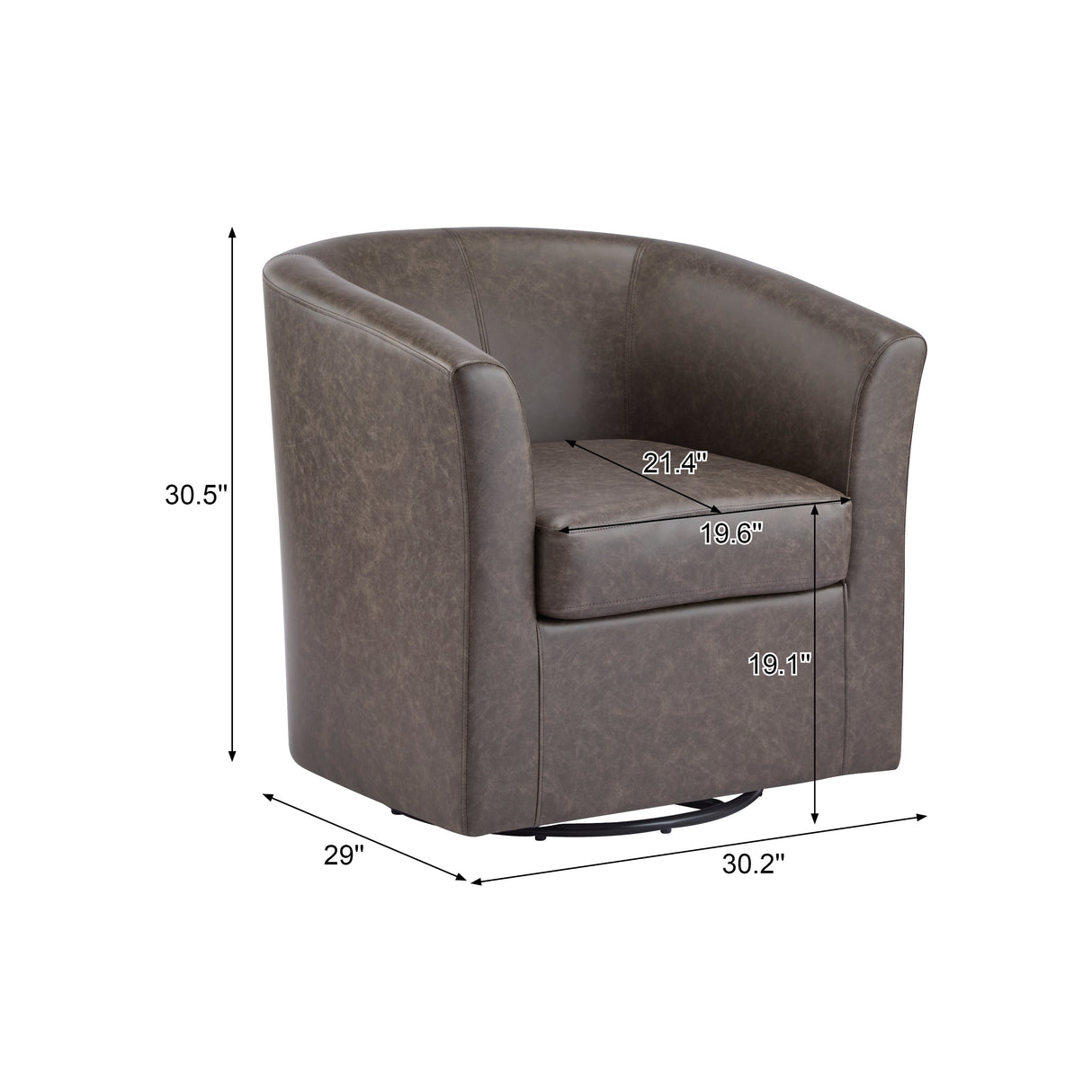 Wilmore Faux Leather Swivel Barrel Chair