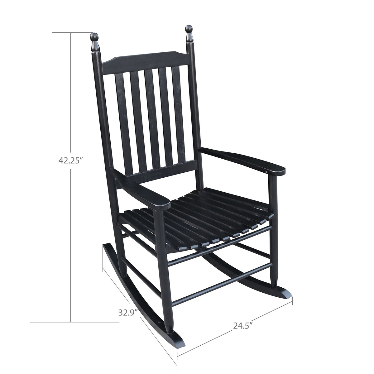 Wooden Porch Rocker Chair with Solid Wood Construction - Black or White