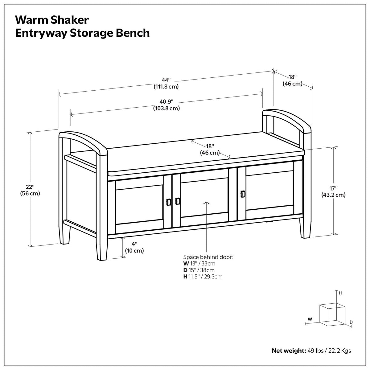 Warm Shaker - Handcrafted Entryway Storage Bench