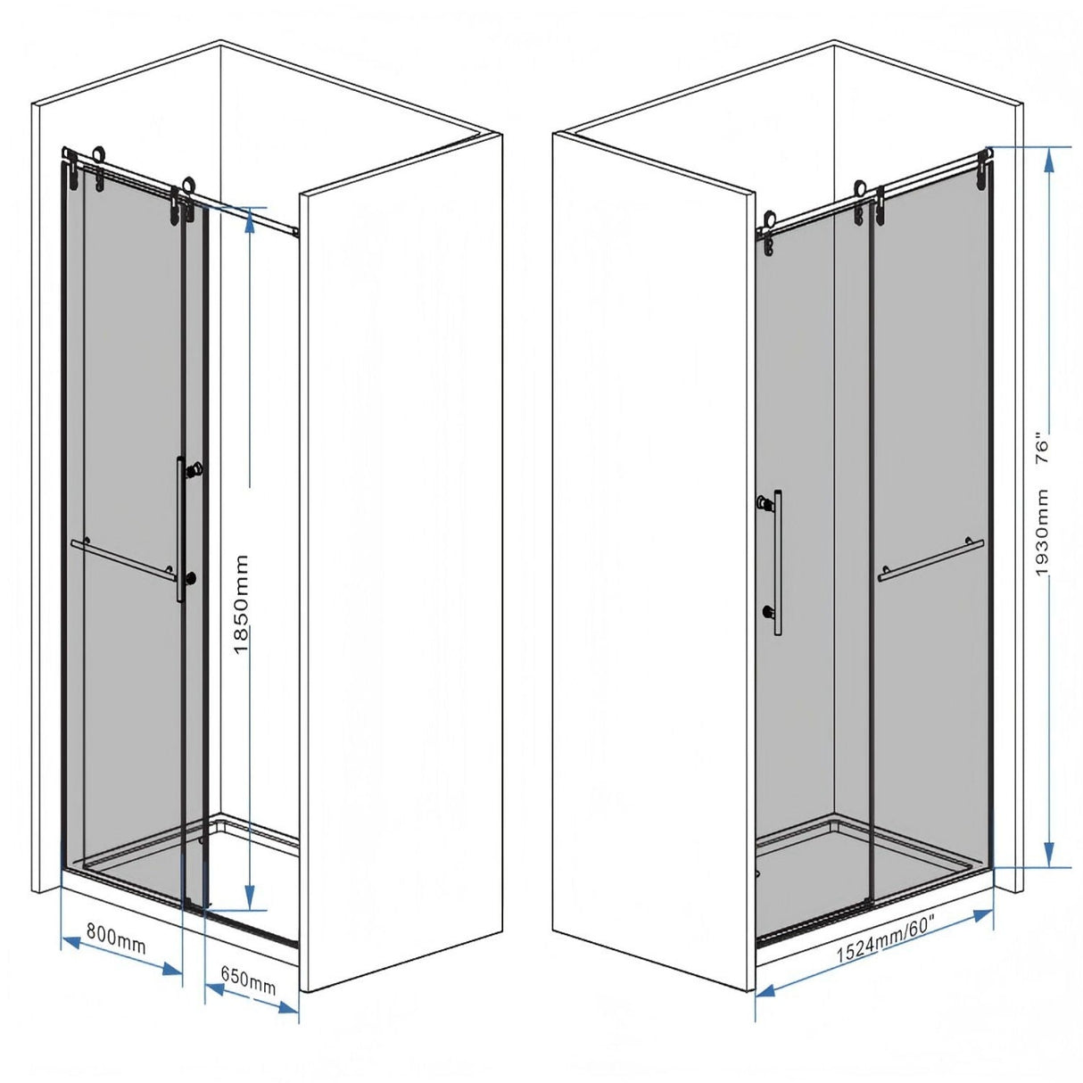 Frameless Sliding Bathtub Door With Frame