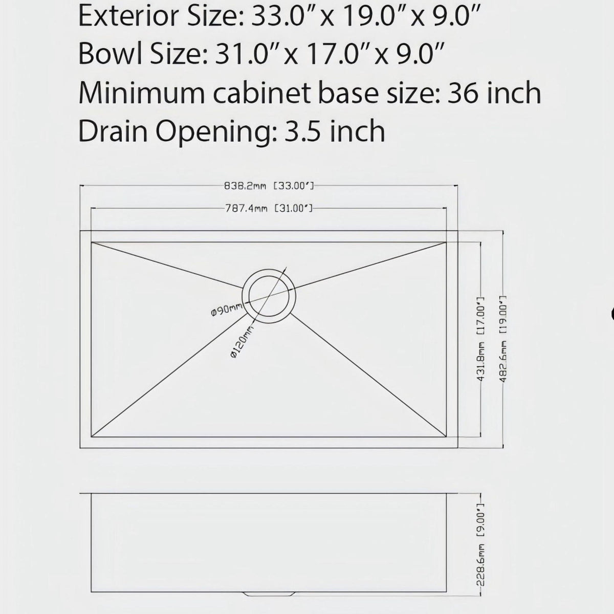 Undermount Kitchen Sink 16 Gauge Single Bowl Stainless Steel