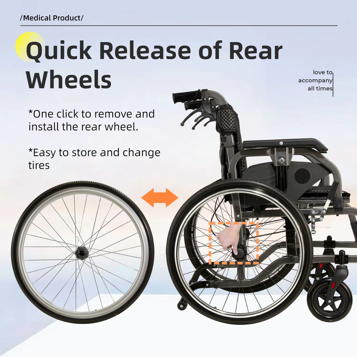 Premium Lightweight Foldable Transport Wheelchair For Adults