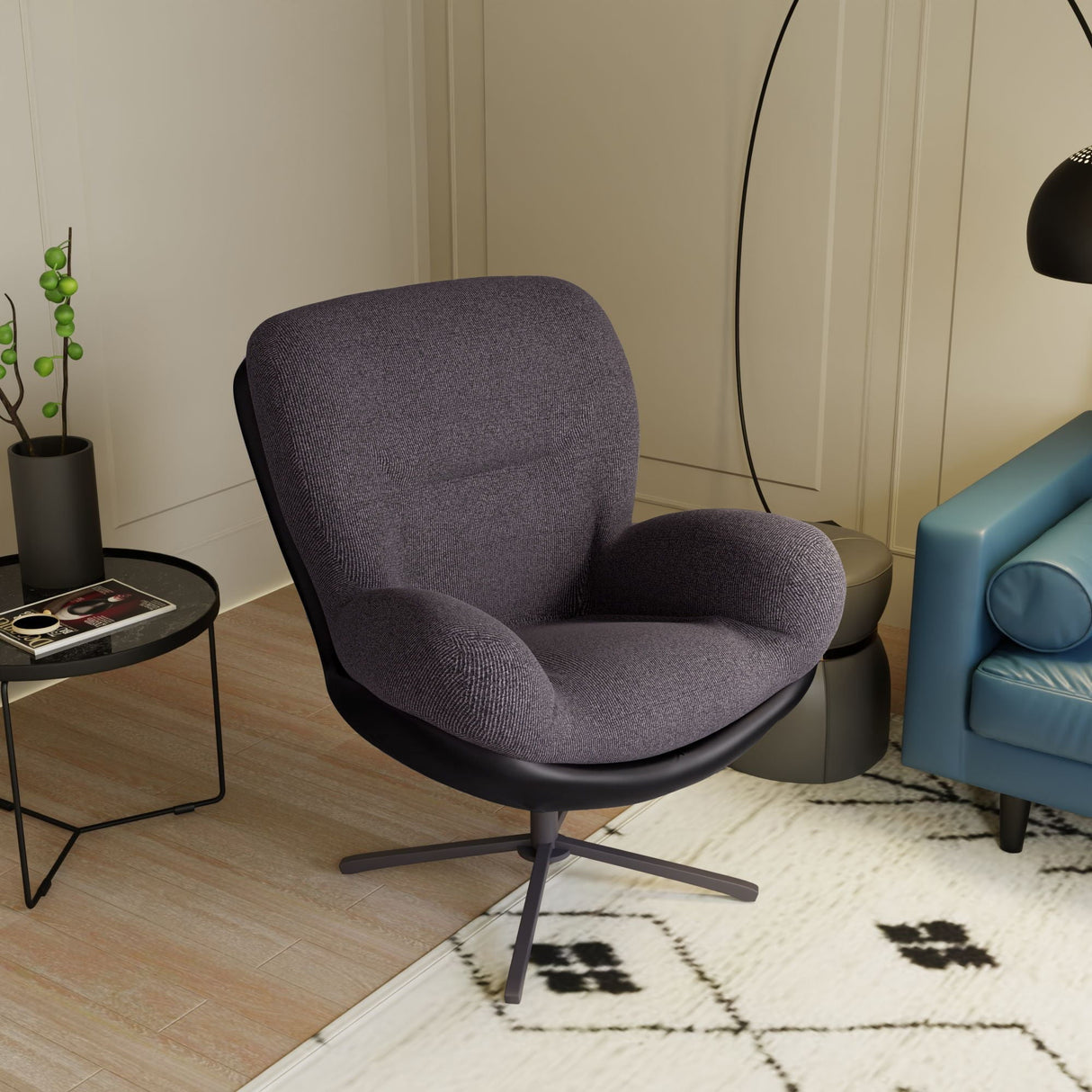 360° Swivel Office Chair, No Wheels