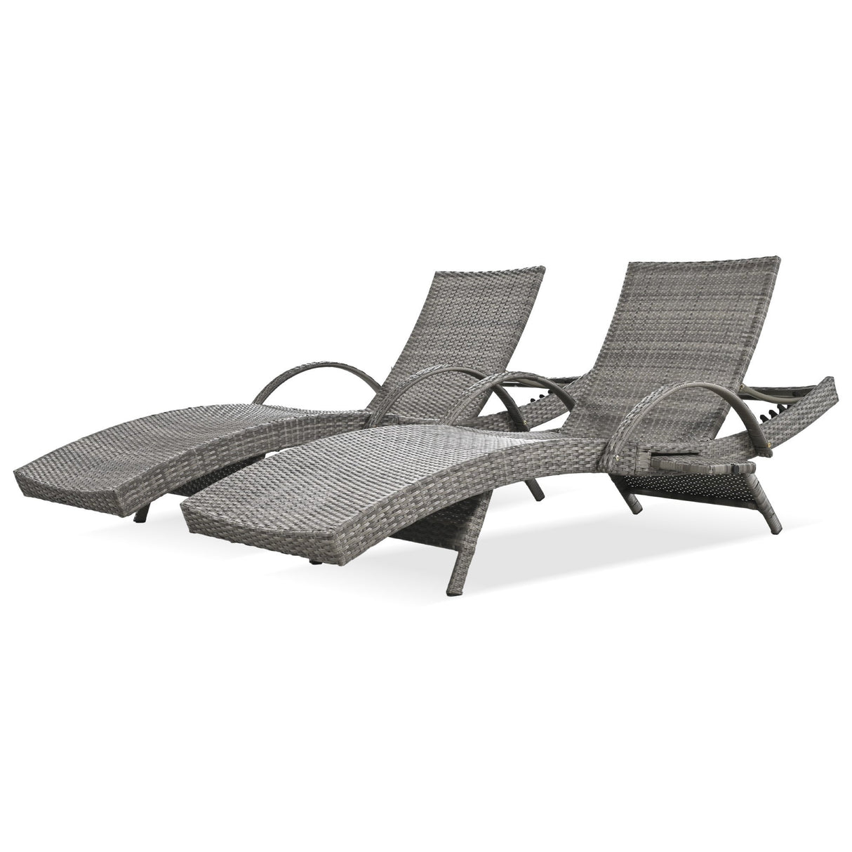 K&K 80'' Outdoor Wicker Chaise Lounge Chairs Set of 2
