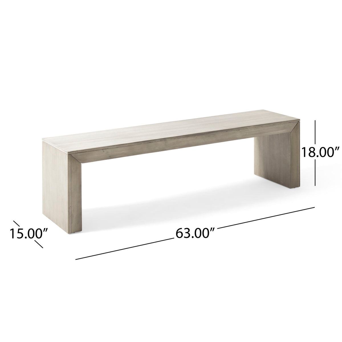 Acacia Wood Dining Bench with Farmhouse Style - Gray