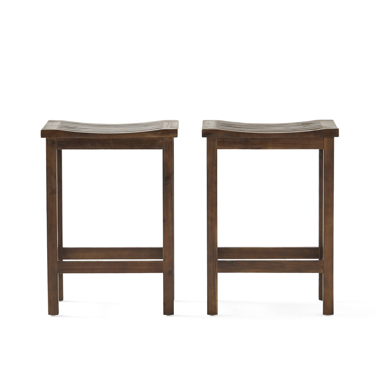 Outdoor Acacia Wood Counter Height Barstool, Set of 2