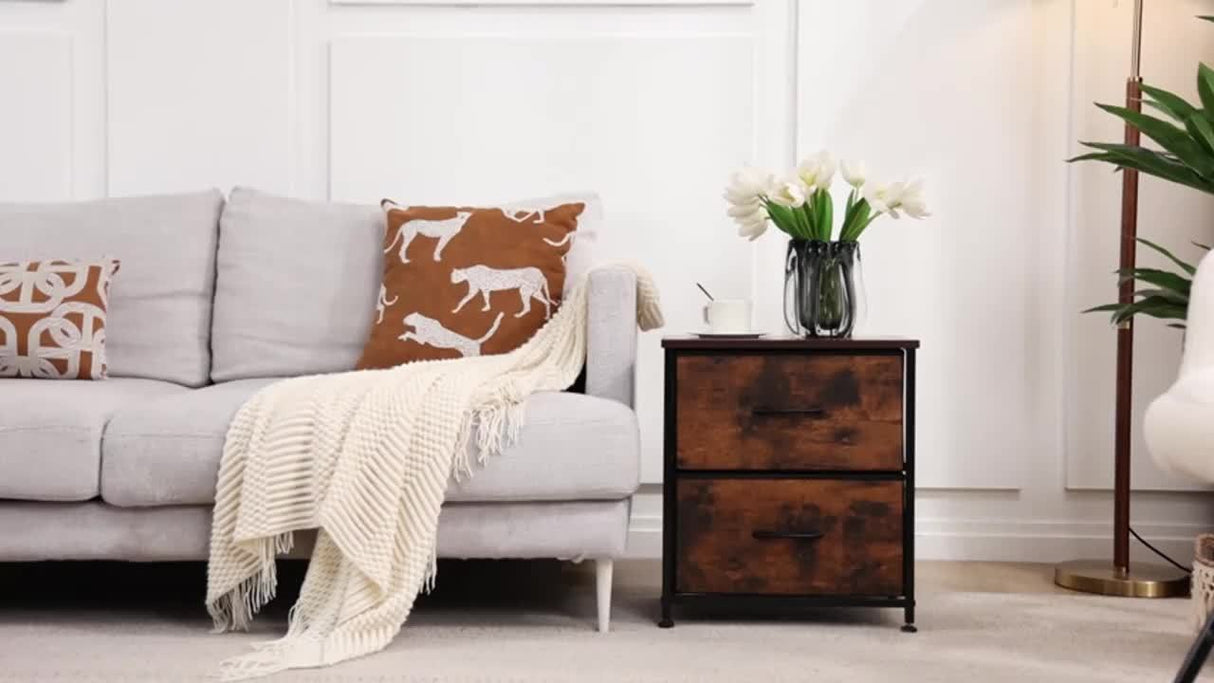 Set of 2 Nightstands with Drawers, Small End Tables with Storage for Bedroom & Office