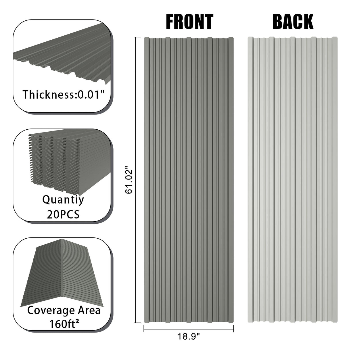 20 Pcs Metal Roof Panels