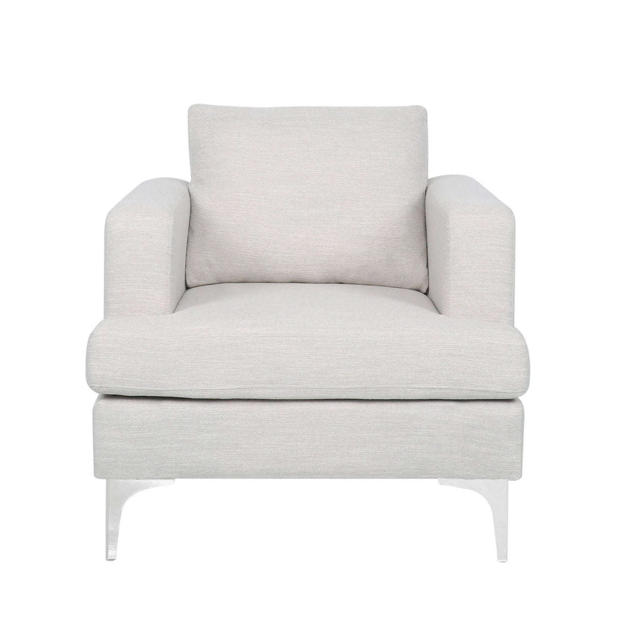 Upholstered Fabric Club Chair With Iron Legs - Beige