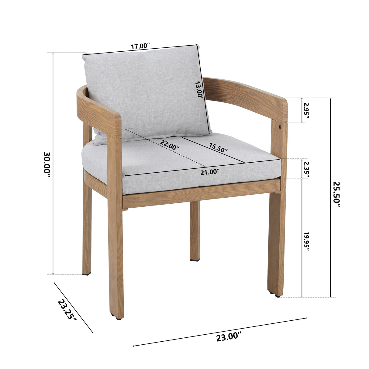Elko Janiyah Outdoor Patio 7PCS Dining Set with Teak Finished Aluminum Chairs and Acacia Wood Table