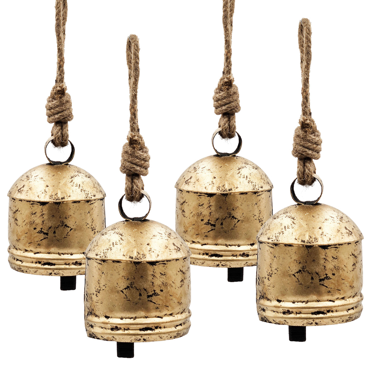 D5.5x7.5" Iron Hanging Bell - Set of 4 Decorative Ornaments