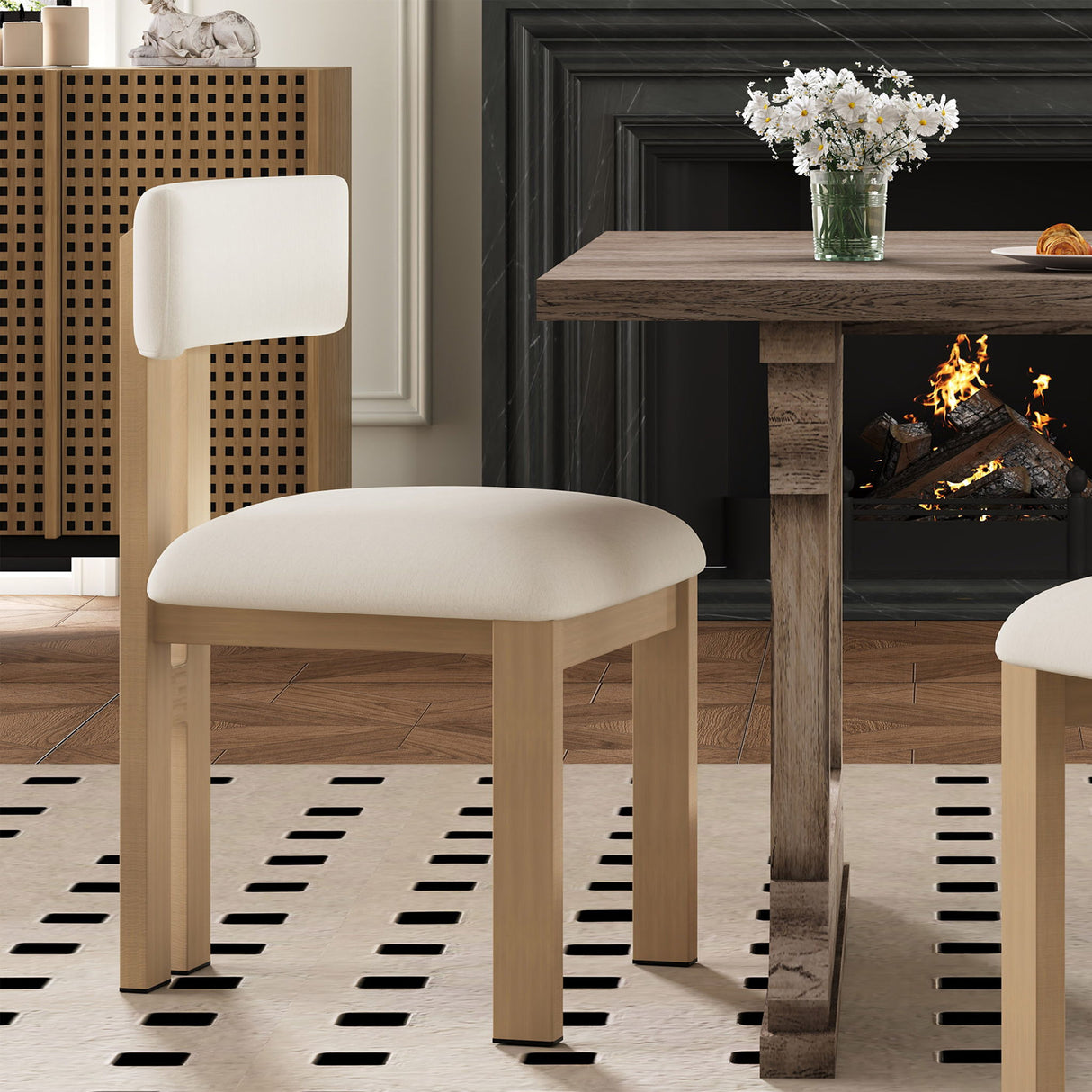 7 Piece Dining Set With Upholstered Armless Chairs and Table