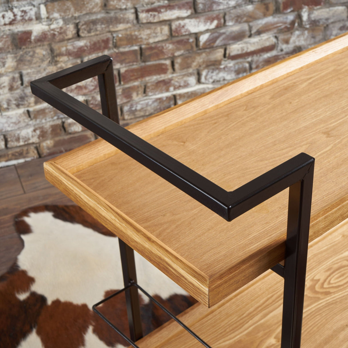 Modern Industrial Bar Cart With Shelving And Casters