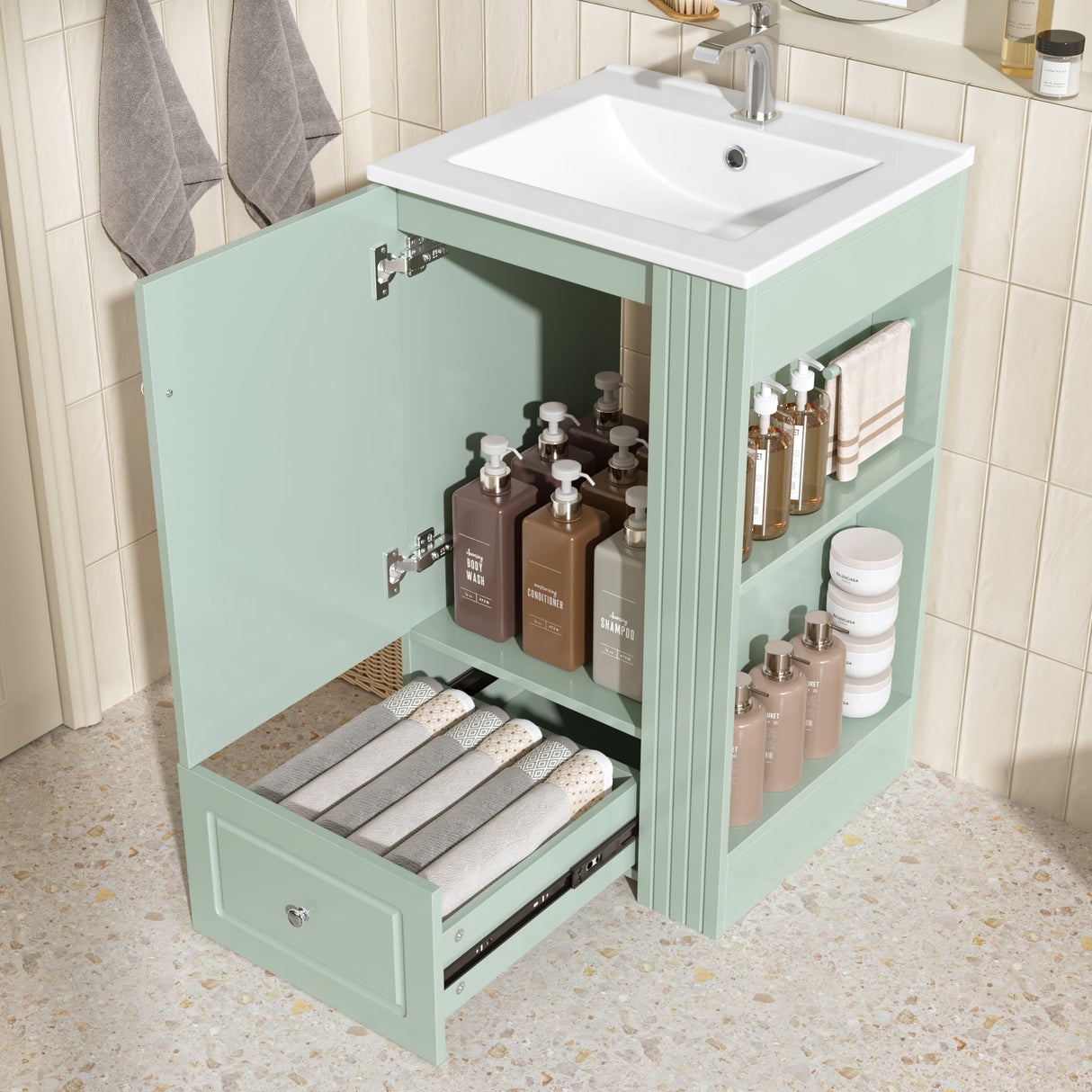 20" Freestanding Bathroom Vanity with Ceramic Sink