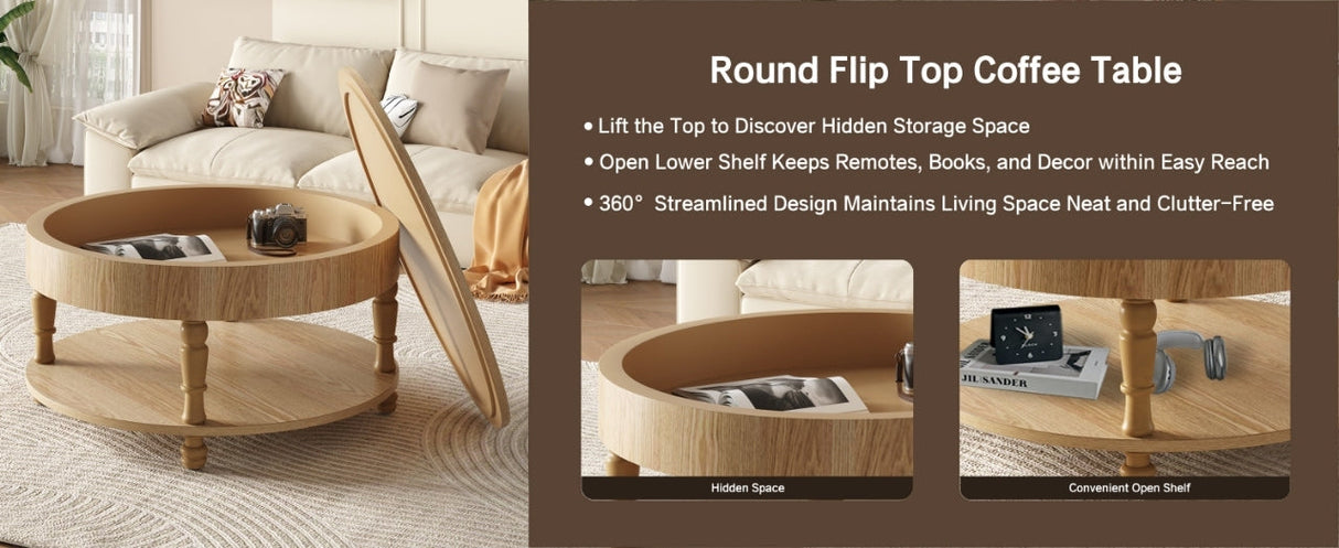 Coffee Table with Dual Storage for Living Room