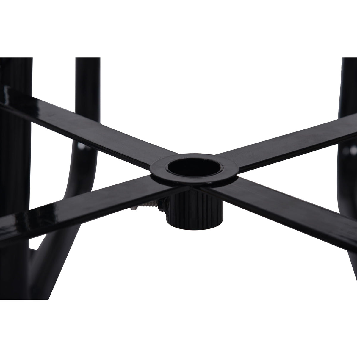 Square Outdoor Steel Picnic Table, With Umbrella Pole
