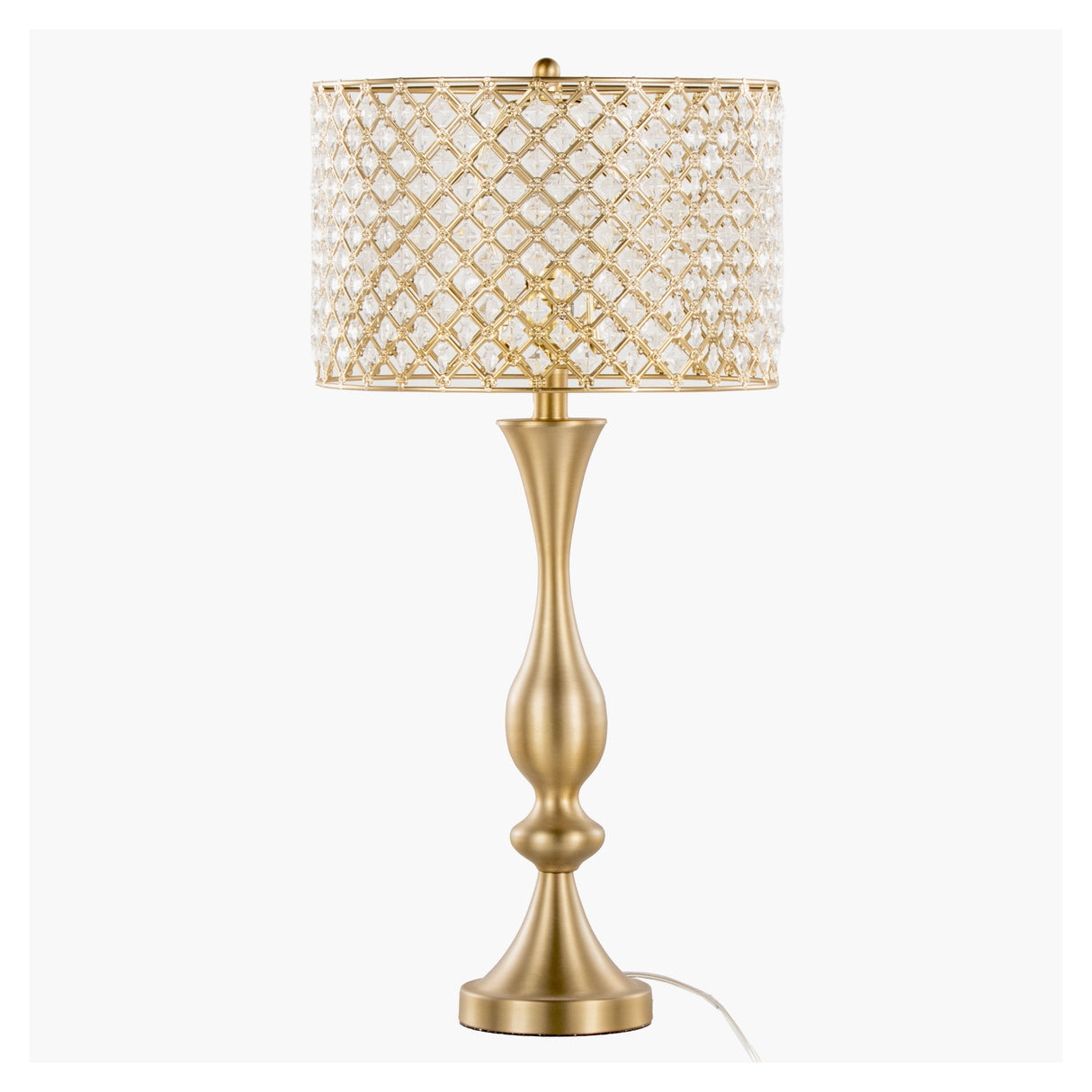 Topaz Crystal Cascade Table Lamp with Gold-Plated Base