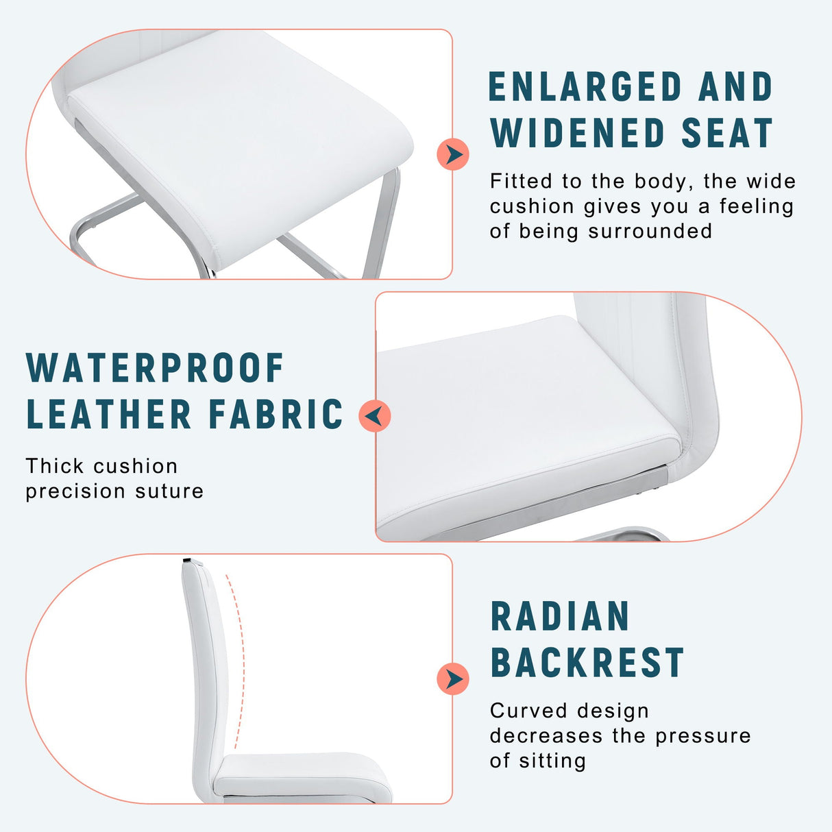 Bow Shaped Chairs, Ergonomic Design, Non Slip Base