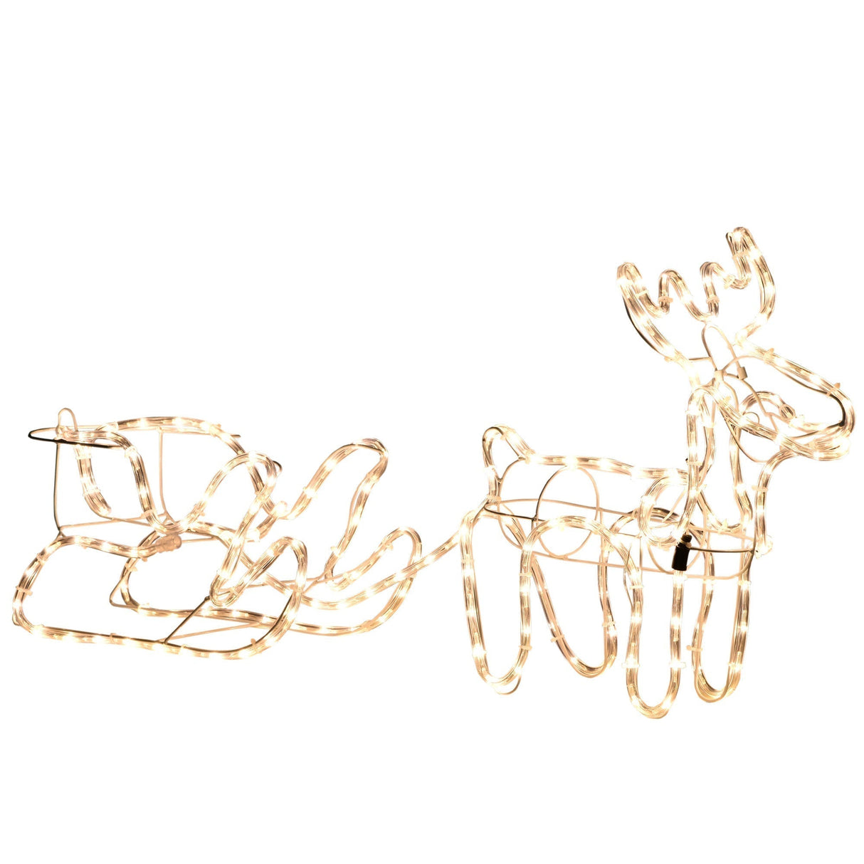 Outsunny 35' LED Reindeer Sleigh Outdoor Christmas Standing Figure Decoration