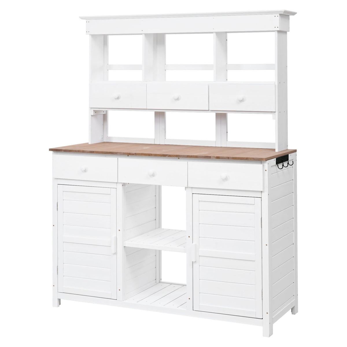 TOPMAX 65.7'' Tall Garden Potting Bench Table with Hutch