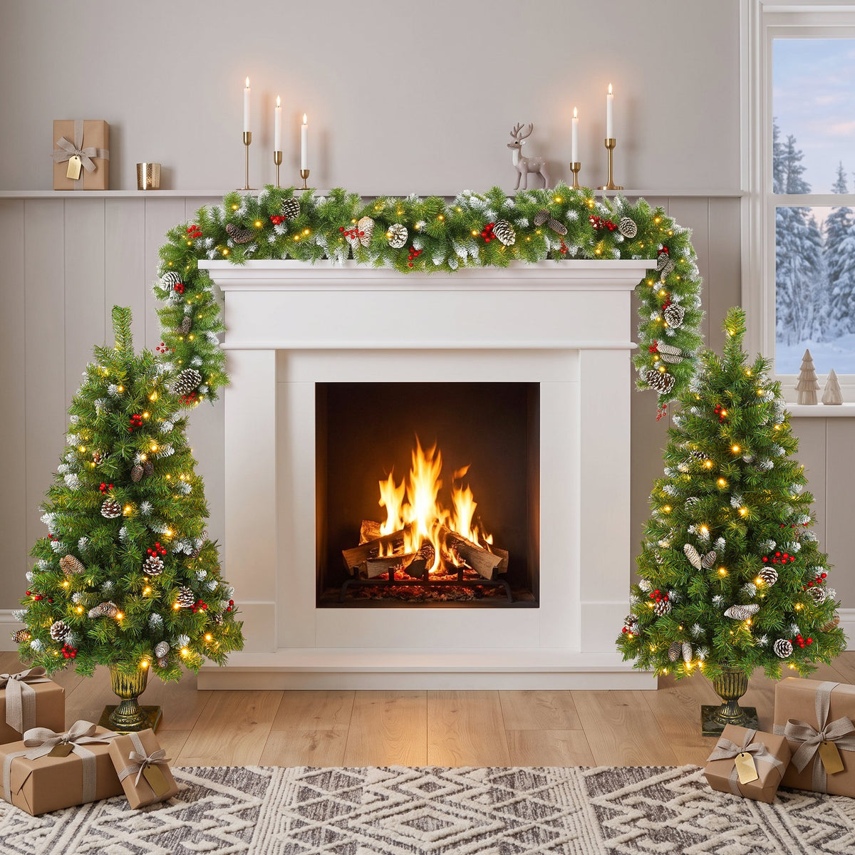 Pre-Lit Xmas Tree Artificial Christmas 3-Piece Set