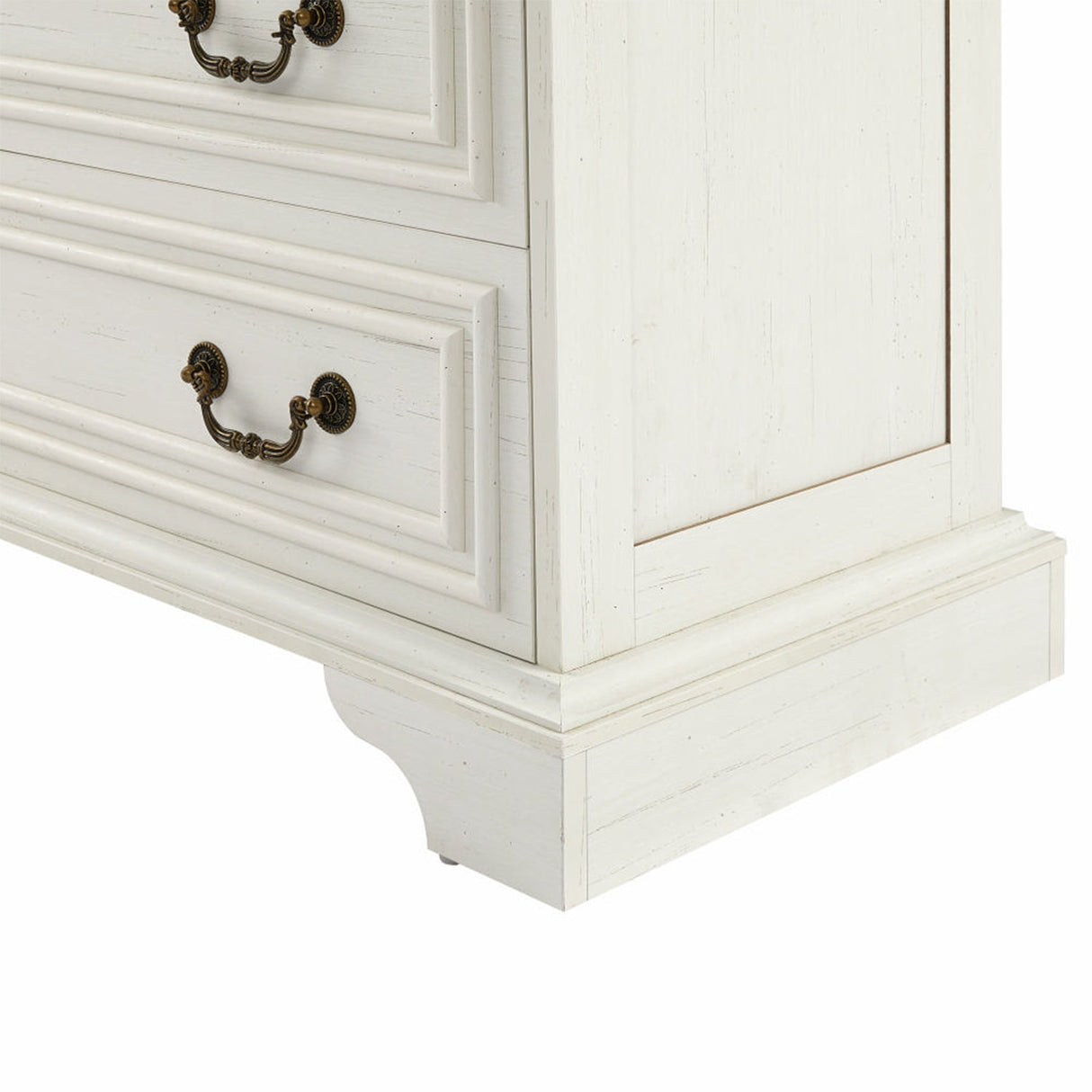 Antique Brown & White 5-Drawer Vintage Dresser – Farmhouse & Modern Design