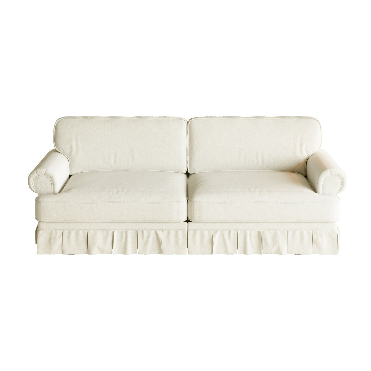 Luxuriously Comfortable Cloud Couch Sofa With Elegant Rolled Arms & Pleated Skirt Design