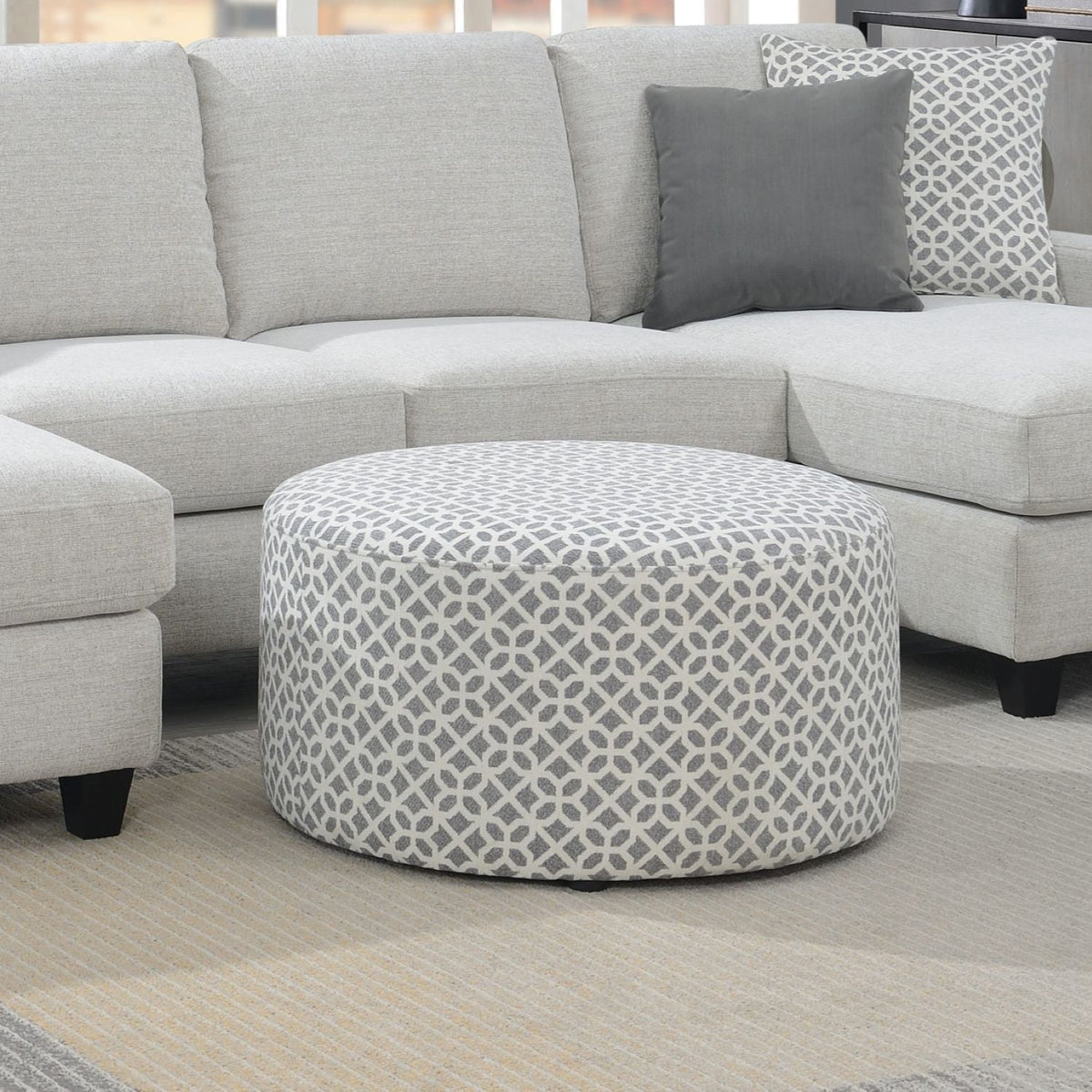 Round Ottoman - Gray