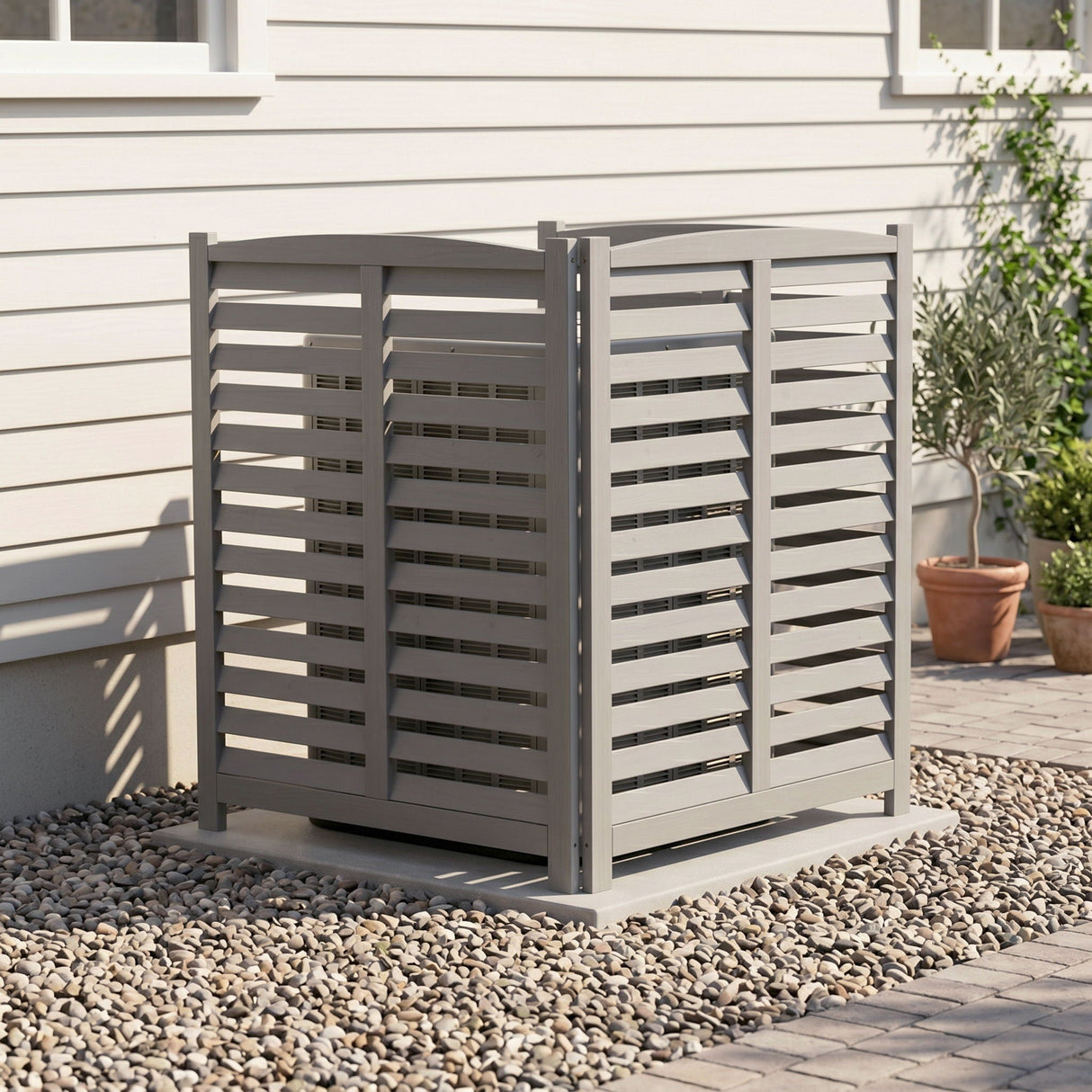 3 Panel Outdoor Wooden Air Conditioner Fence