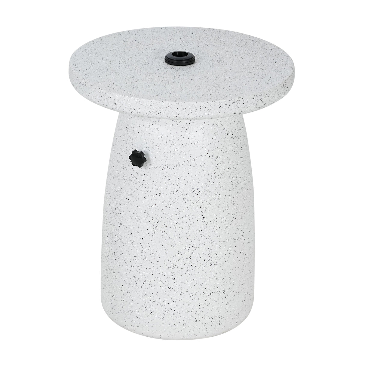 Tess MGO Outdoor Patio Side Table Umbrella Base in White Marble
