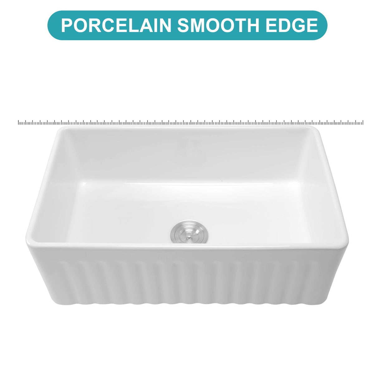 Ceramic Farmhouse Sink With Deep Basin And Stainless Steel Grid