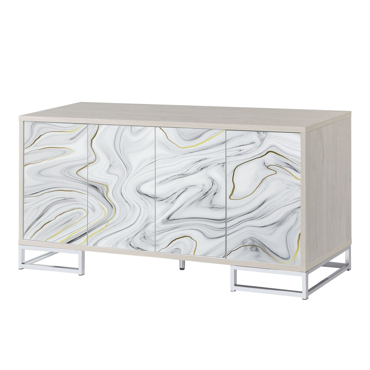 Panos Console Cabinet - White Marble / Chrome