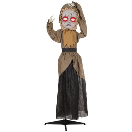 63" Animated Haunted Doll With Jumping Head and Red-Eyed Stare