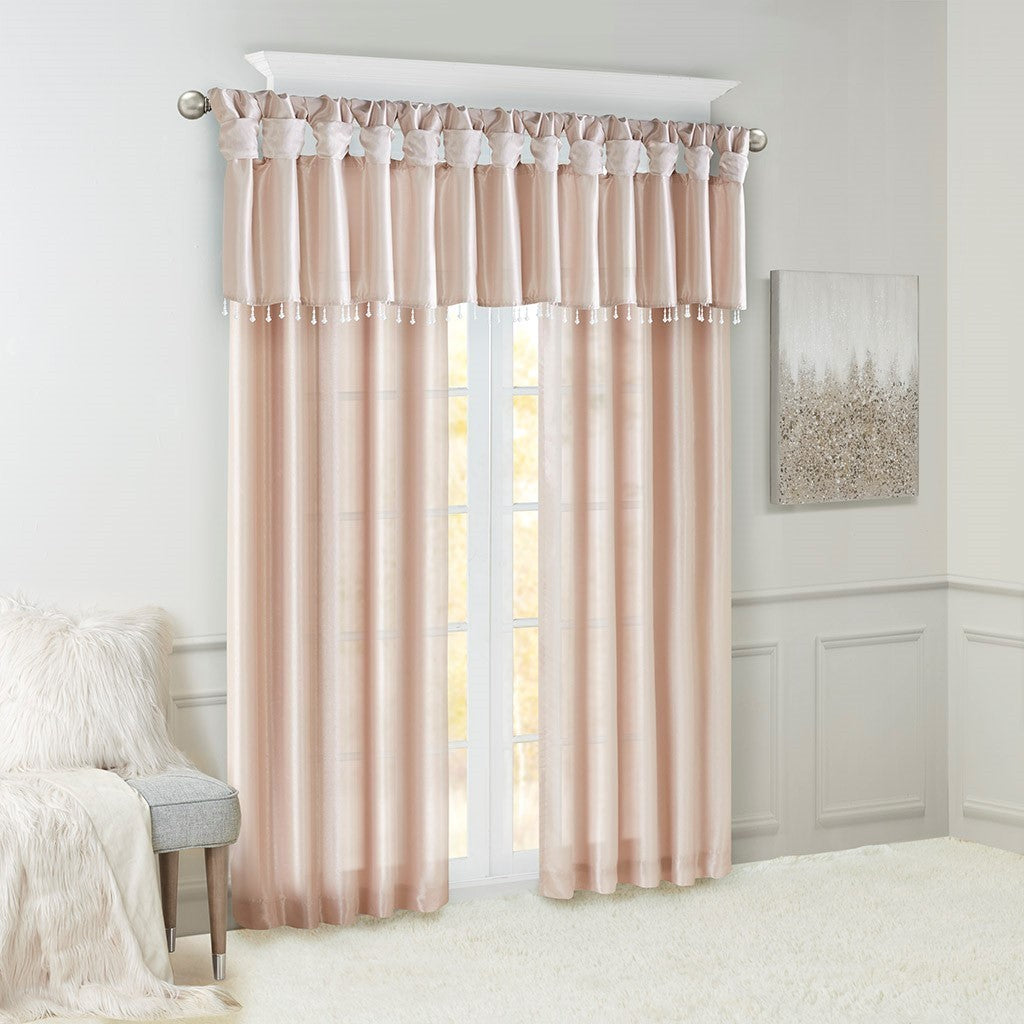 Twist tab lined window curtain panel blush 50x95"