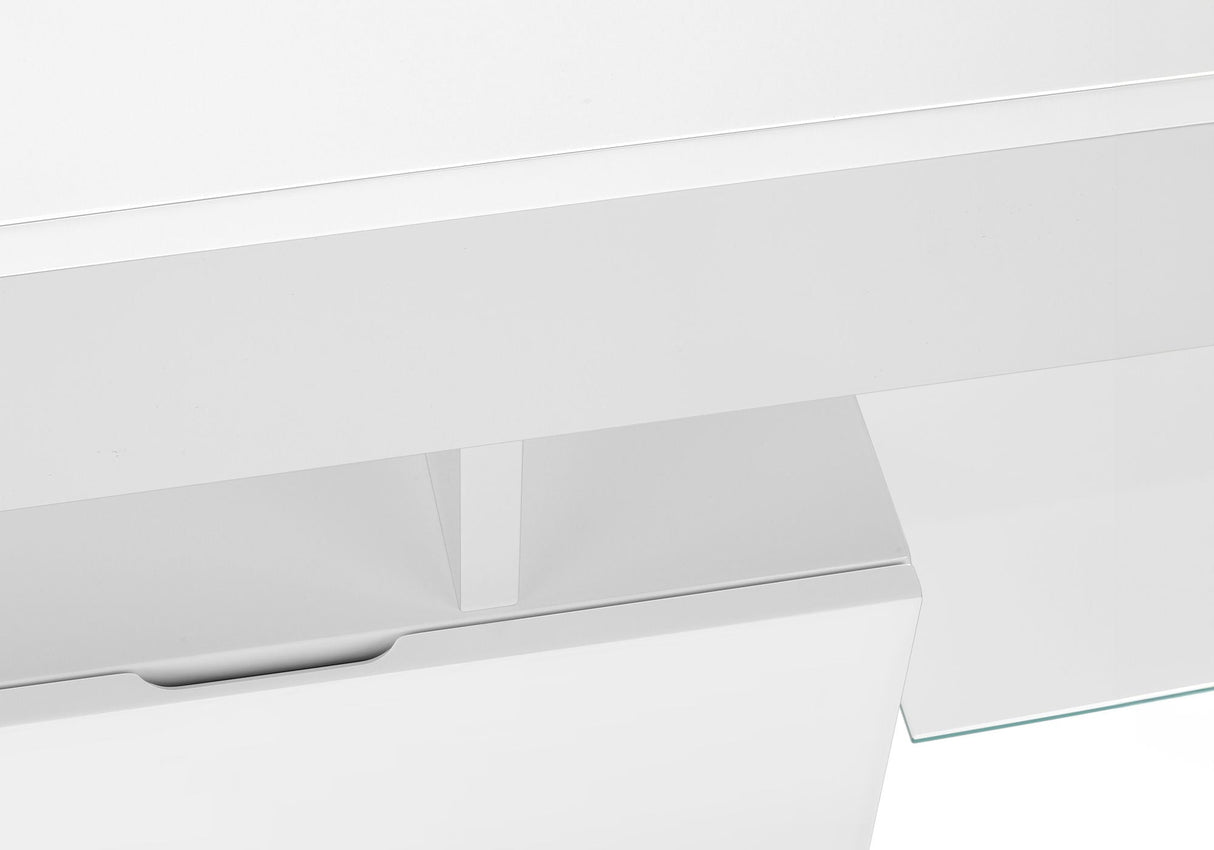 TV Stand, Console, Media Entertainment Center - Glossy White