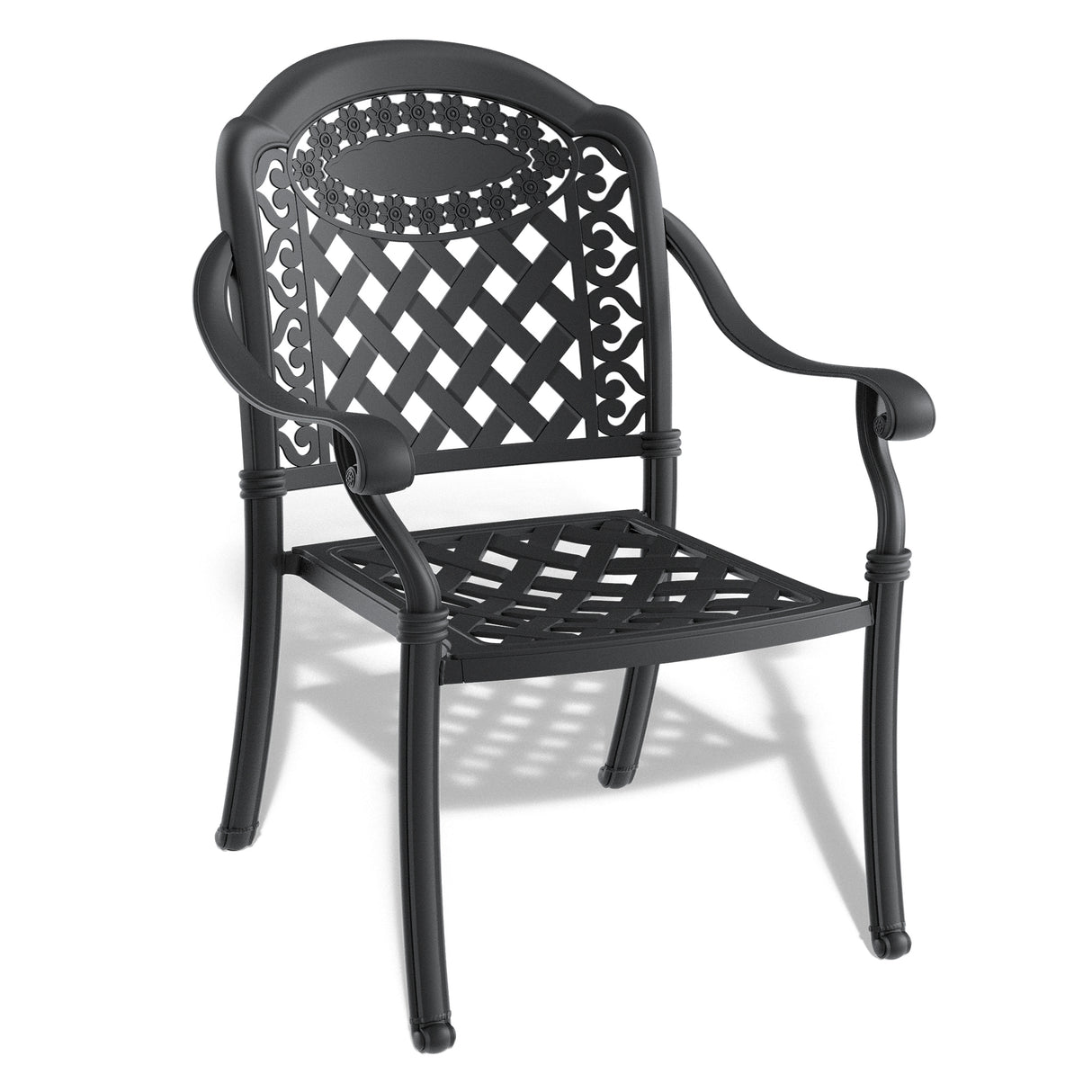 5-piece set of cast aluminum patio furniture with cushions