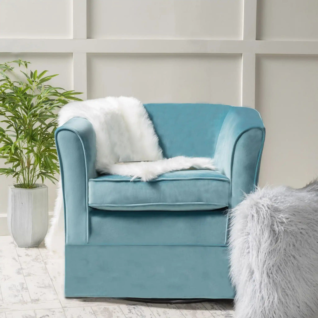 Zeniqua Upholstered Swivel Chair With Loose Cover