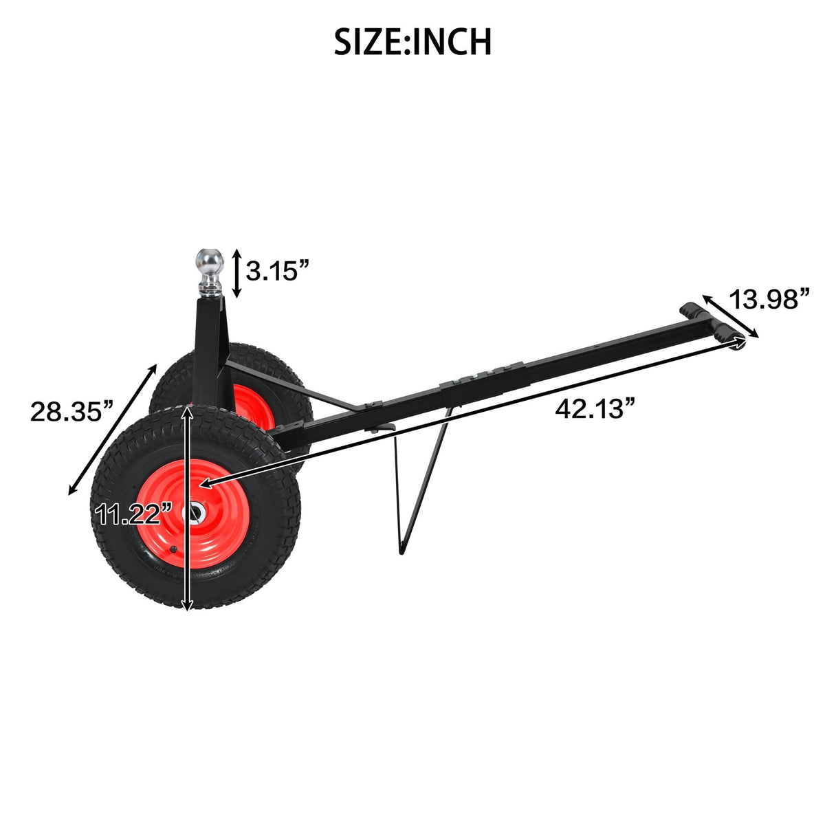 Heavy Duty Trailer Dolly With 2" Ball 1000 Lb Capacity For Easy Mobility - Black
