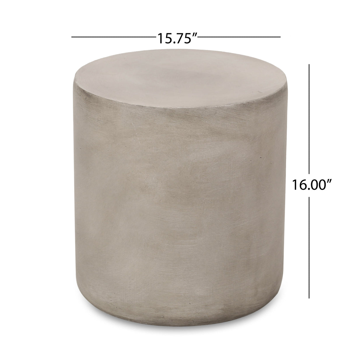 Outdoor Lightweight Concrete Side Table, Light Gray