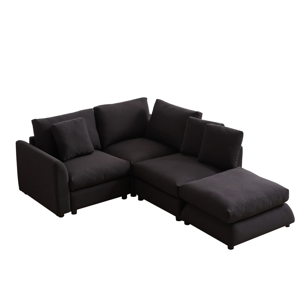102.2 Inch Combination Sofa Modular Sofa with Ottoman Black